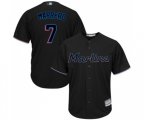 Miami Marlins #7 Deven Marrero Replica Black Alternate 2 Cool Base Baseball Jersey