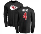 Kansas City Chiefs #4 Chad Henne Black Name & Number Logo Long Sleeve T-Shirt