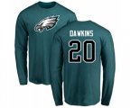 Philadelphia Eagles #20 Brian Dawkins Green Name & Number Logo Long Sleeve T-Shirt