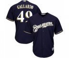 Milwaukee Brewers #49 Yovani Gallardo Replica Navy Blue Alternate Cool Base Baseball Jersey