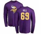 Minnesota Vikings #69 Rashod Hill Purple Name & Number Logo Long Sleeve T-Shirt