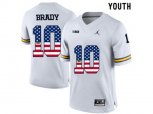 2016 US Flag Fashion-2016 Youth Jordan Brand Michigan Wolverines Tom Brady #10 College Football Limited Jersey - White