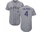 Colorado Rockies #4 Pat Valaika Grey Flexbase Authentic Collection Stitched MLB Jersey