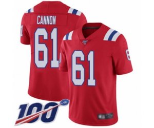 New England Patriots #61 Marcus Cannon Red Alternate Vapor Untouchable Limited Player 100th Season Football Jersey