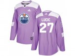 Edmonton Oilers #27 Milan Lucic Purple Authentic Fights Cancer Stitched NHL Jersey