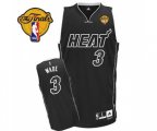Miami Heat #3 Dwyane Wade Authentic Black Shadow Finals Patch Basketball Jersey