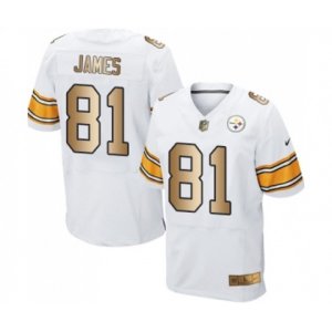 Pittsburgh Steelers #81 Jesse James Elite White Gold Football Jersey