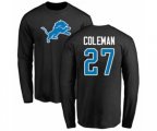 Detroit Lions #27 Justin Coleman Black Name & Number Logo Long Sleeve T-Shirt