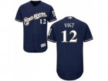 Milwaukee Brewers #12 Stephen Vogt Navy Blue Flexbase Authentic Collection Stitched MLB Jersey