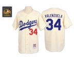 Los Angeles Dodgers #34 Fernando Valenzuela Authentic Cream Throwback Baseball Jersey