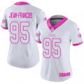 Women Green Bay Packers #95 Ricky Jean-Francois Limited White Pink Rush Fashion NFL Jersey