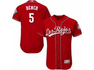 Cincinnati Reds #5 Johnny Bench Red Los Rojos Flexbase Authentic Collection MLB Jersey