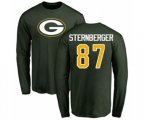 Green Bay Packers #87 Jace Sternberger Green Name & Number Logo Long Sleeve T-Shirt