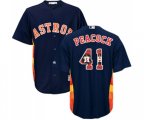 Houston Astros #41 Brad Peacock Authentic Navy Blue Team Logo Fashion Cool Base Baseball Jersey