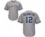 New York Yankees #12 Troy Tulowitzki Replica Grey Road Baseball Jersey