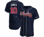 Atlanta Braves #10 Chipper Jones Navy Authentic Alternate Jersey