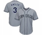 San Diego Padres #3 Ian Kinsler Replica Grey Road Cool Base Baseball Jersey