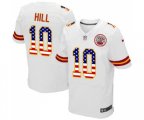 Kansas City Chiefs #10 Tyreek Hill Elite White Road USA Flag Fashion Football Jersey