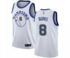 Golden State Warriors #8 Alec Burks Authentic White Hardwood Classics Basketball Jerseys