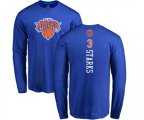 New York Knicks #3 John Starks Royal Blue Backer Long Sleeve T-Shirt