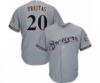 Milwaukee Brewers David Freitas Replica Grey Road Cool Base Baseball Player Jersey