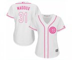 Women's Chicago Cubs #31 Greg Maddux Authentic White Fashion Baseball Jersey