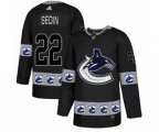 Vancouver Canucks #22 Daniel Sedin Authentic Black Team Logo Fashion NHL Jersey
