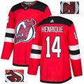 New Jersey Devils #14 Adam Henrique Authentic Red Fashion Gold NHL Jersey