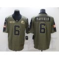 Cleveland Browns #6 Baker Mayfield Nike Olive 2021 Salute To Service Limited Player Jersey
