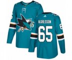 Adidas San Jose Sharks #65 Erik Karlsson Premier Teal Green Home NHL Jersey