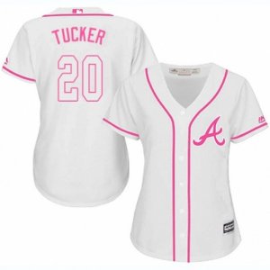 Women Atlanta Braves #20 Preston Tucker Authentic White Fashion Cool Base MLB Jersey