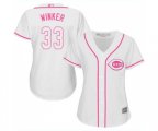 Women's Cincinnati Reds #33 Jesse Winker Replica White Fashion Cool Base Baseball Jersey