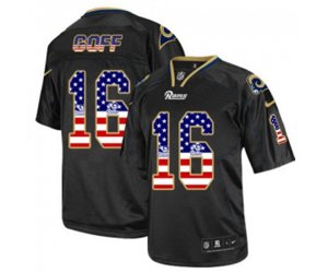 Los Angeles Rams #16 Jared Goff Elite Black USA Flag Fashion Football Jersey