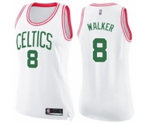 Women\'s Boston Celtics #8 Kemba Walker Swingman White Pink Fashion Basketball Jersey