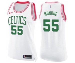 Women\'s Boston Celtics #55 Greg Monroe Swingman White Pink Fashion Basketball Jersey
