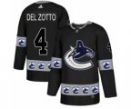 Vancouver Canucks #4 Michael Del Zotto Authentic Black Team Logo Fashion NHL Jersey