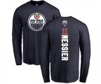 Edmonton Oilers #11 Mark Messier Navy Blue Backer Long Sleeve T-Shirt