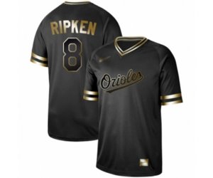 Baltimore Orioles #8 Cal Ripken Authentic Black Gold Fashion Baseball Jersey