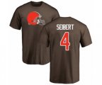 Cleveland Browns #4 Austin Seibert Brown Name & Number Logo T-Shirt