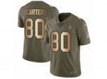 Minnesota Vikings #80 Cris Carter Limited Olive Gold 2017 Salute to Service NFL Jersey