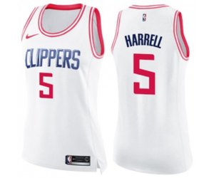 Women\'s Los Angeles Clippers #5 Montrezl Harrell Swingman White Pink Fashion Basketball Jersey