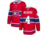 Montreal Canadiens #4 Jean Beliveau Red Home Authentic Stitched NHL Jersey
