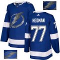 Tampa Bay Lightning #77 Victor Hedman Authentic Royal Blue Fashion Gold NHL Jersey