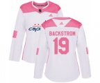 Women Washington Capitals #19 Nicklas Backstrom Authentic White Pink Fashion NHL Jersey