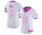 Women's Oakland Raiders #6 A.J. Cole Limited White Pink Rush Fashion Football Jersey