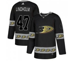 Anaheim Ducks #47 Hampus Lindholm Premier Black Team Logo Fashion Hockey Jersey