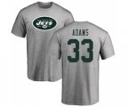 New York Jets #33 Jamal Adams Ash Name & Number Logo T-Shirt