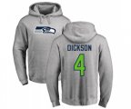 Seattle Seahawks #4 Michael Dickson Ash Name & Number Logo Pullover Hoodie