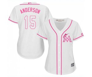 Women\'s Miami Marlins #15 Brian Anderson Replica White Fashion Cool Base Baseball Jersey