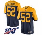 Green Bay Packers #52 Clay Matthews Limited Navy Blue Alternate 100th Season Football Jersey